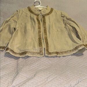 Chico's Beige Blazer with Gold Trim